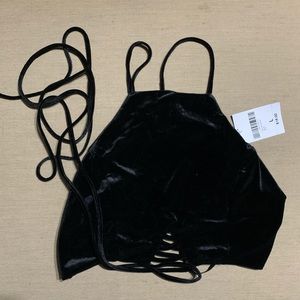 Velvet halter crop top
